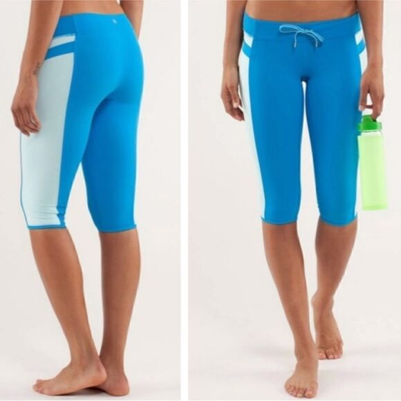 Lululemon Heat it up Crop Beach Blanket Blue 8 - Picture 1 of 5